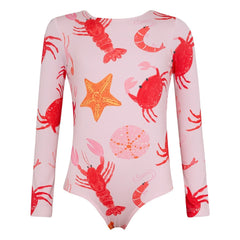 Pepita & Me - Sun Crustaceans Long Sleeve Swimsuit | Light Pink