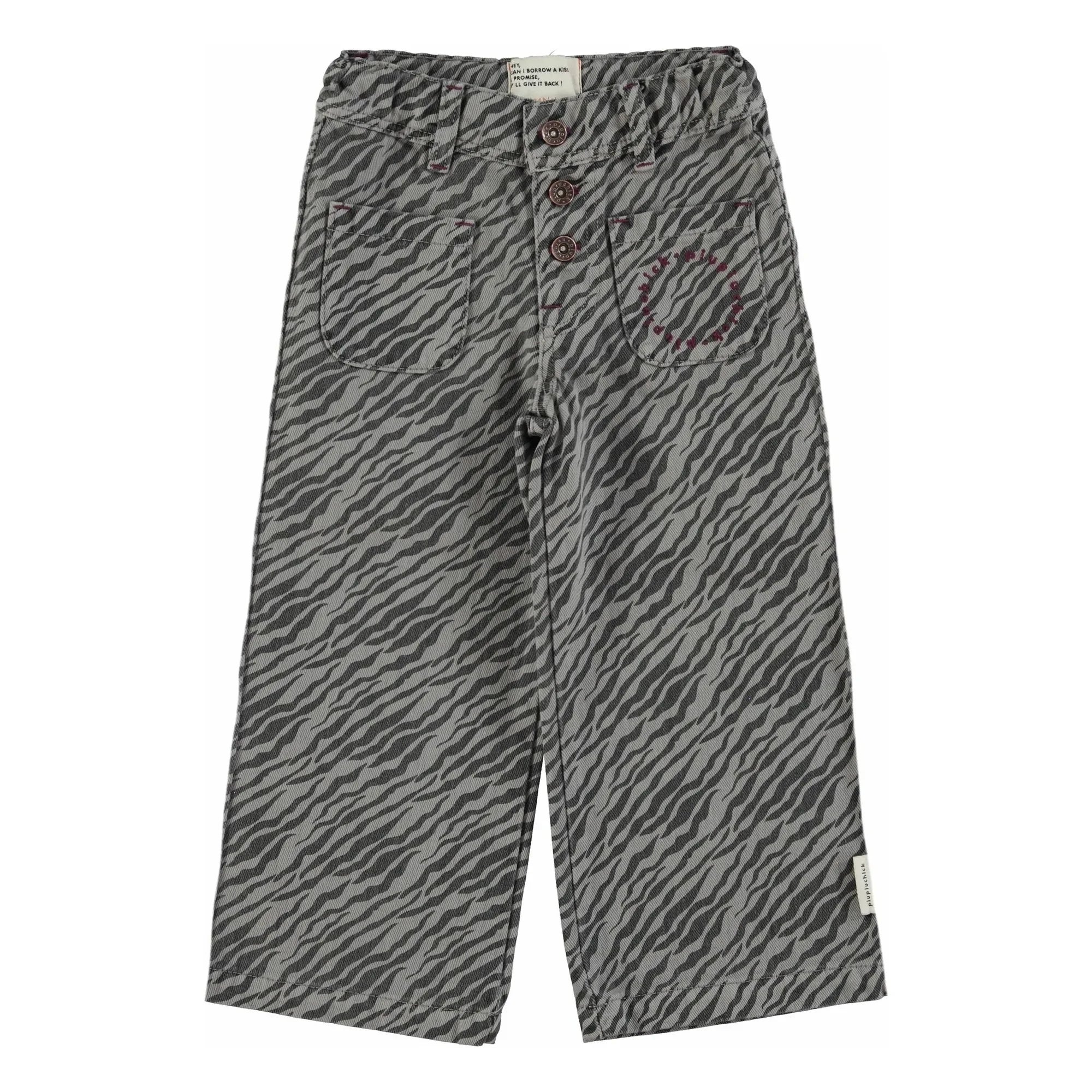 Piupiuchick - Gray Wide-Leg Zebra Pants