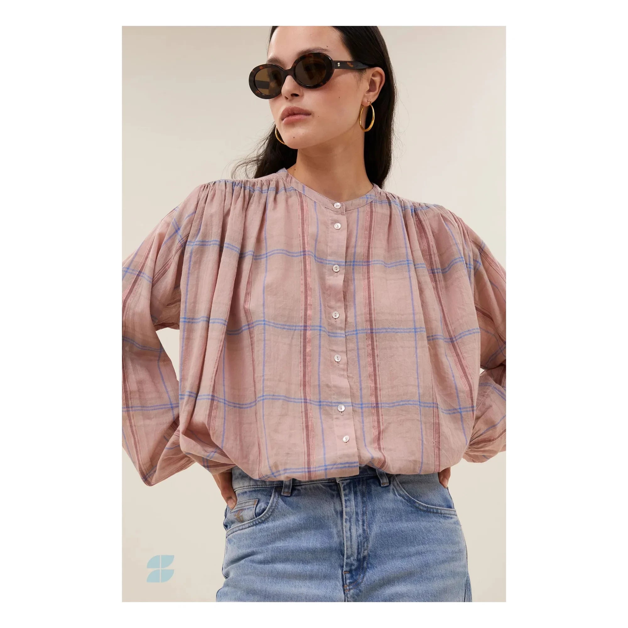 By Bar - Nyka Organic Cotton Blouse | Powder Pink