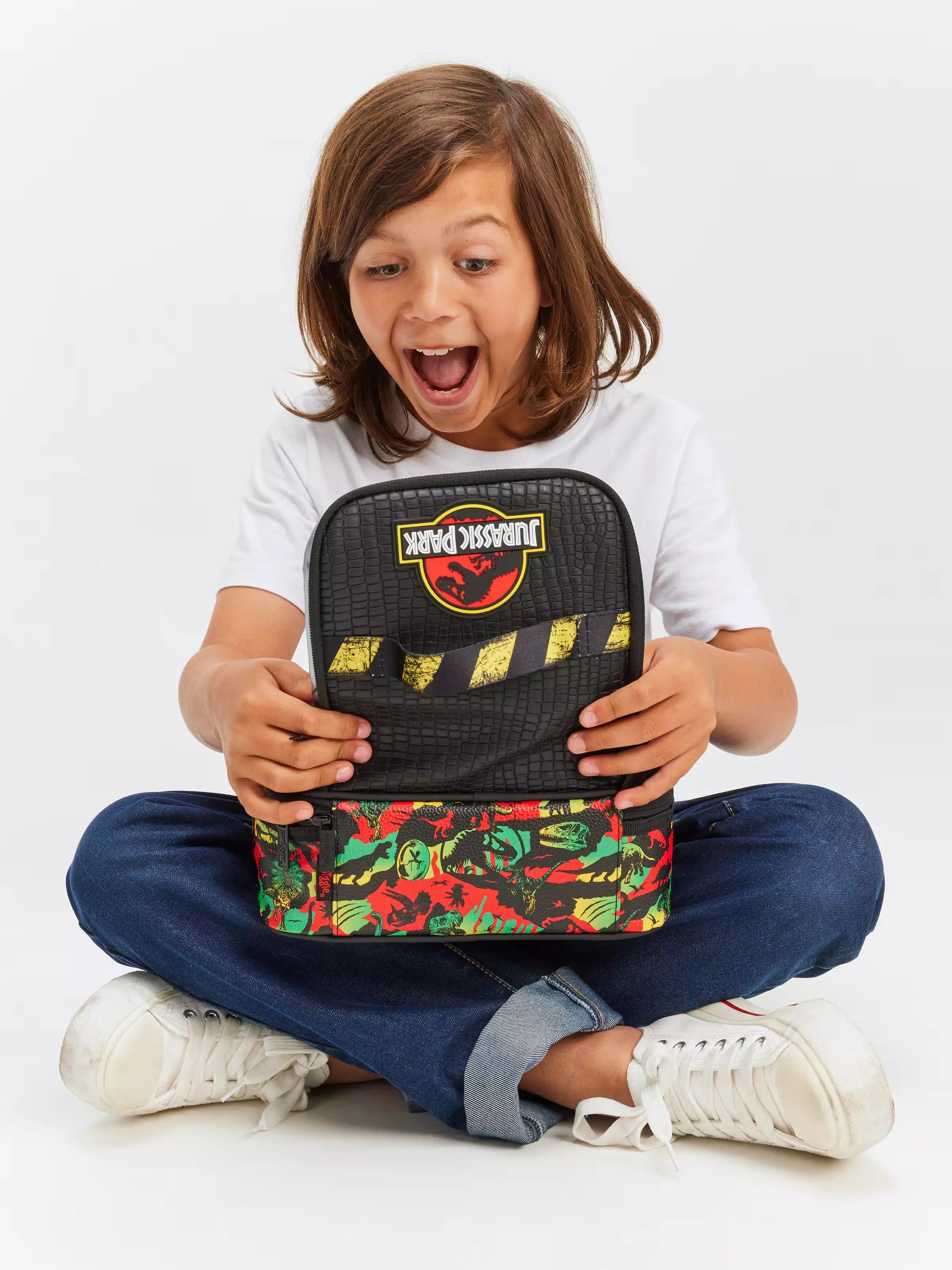 Smiggle - Jurassic Park Çift Katlı Beslenme Çantası-Dinossi