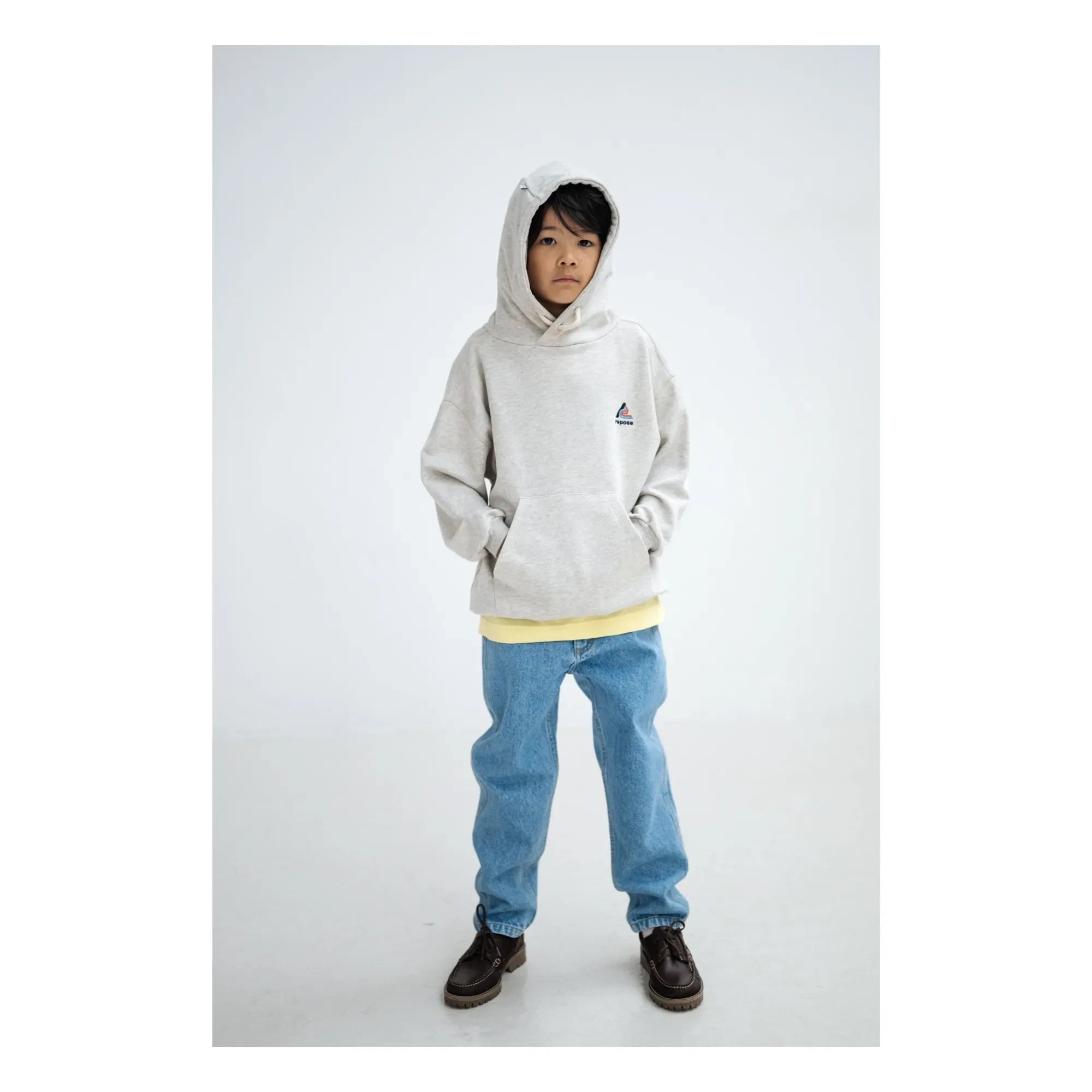 Repose AMS - Organic Cotton Logo Hoodie Sweatshirt | Gray Melange