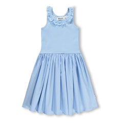 Molo - Ruffled Crocodile Cotton Dress | Light Blue