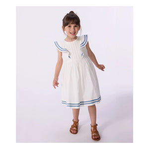 Petit Bateau - Organic Cotton Poplin Ruffled Dress | White