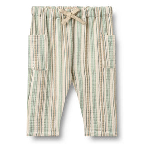 Wheat - Arne Striped Organic Cotton Pants | Light green