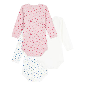 Petit Bateau - Batch 3 Organic Cotton Apple Bodysuits | Ecru