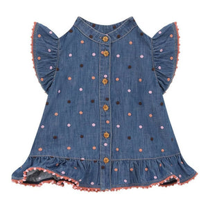 Zimmermann - Awaken Pois Sleeveless Denim Blouse | Dark Blue