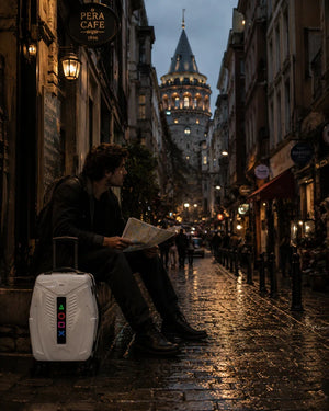 iPixi - Galaxy Voyager LED Ekranlı Akıllı Beyaz Valiz