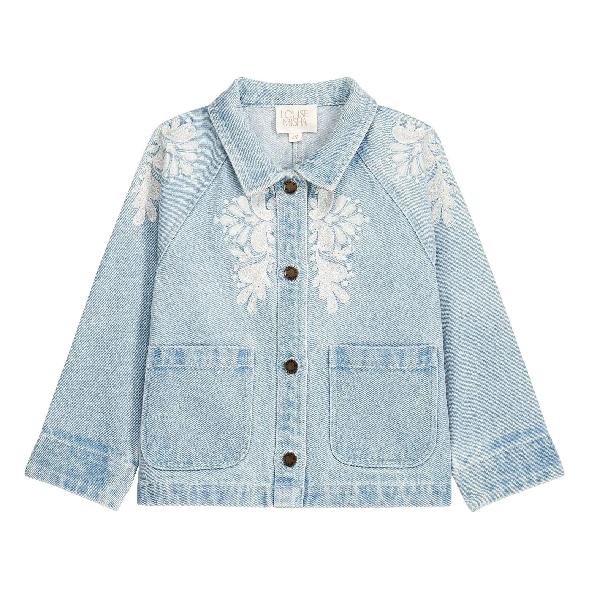 Louise Misha - Rafaela Embroidered Denim Jacket | Blue