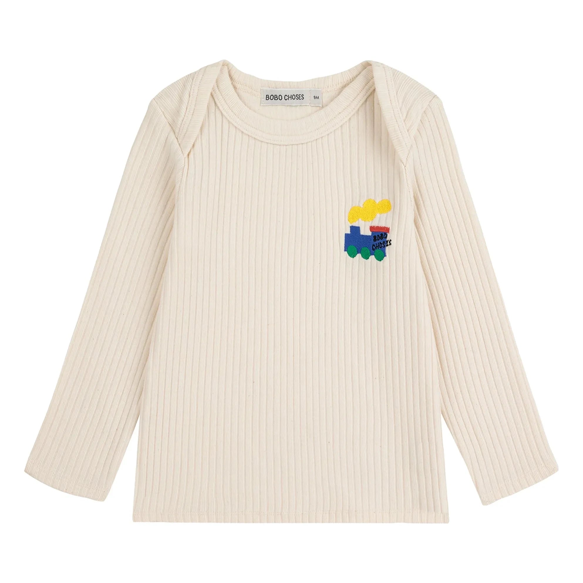 Bobo Choses - Organic Cotton Train Rib T-Shirt | Ecru