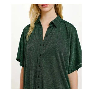 Momoni - Asado Metallic Dress | Green