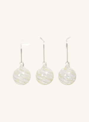 Broste Copenhagen - Glass Curved Christmas Ornaments - Set of 3 | White