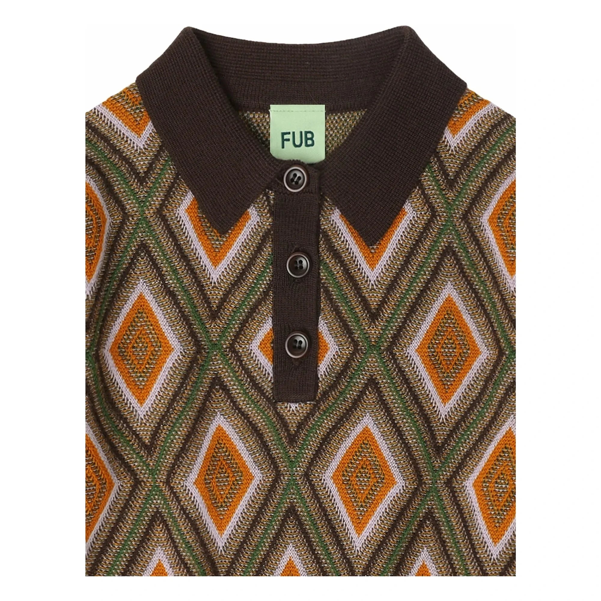 FUB - Harlequin Merino wool polo shirt | Brown