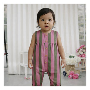 Lililotte - Gabriel Striped Twill Organic Cotton Jumpsuit | Olive Green