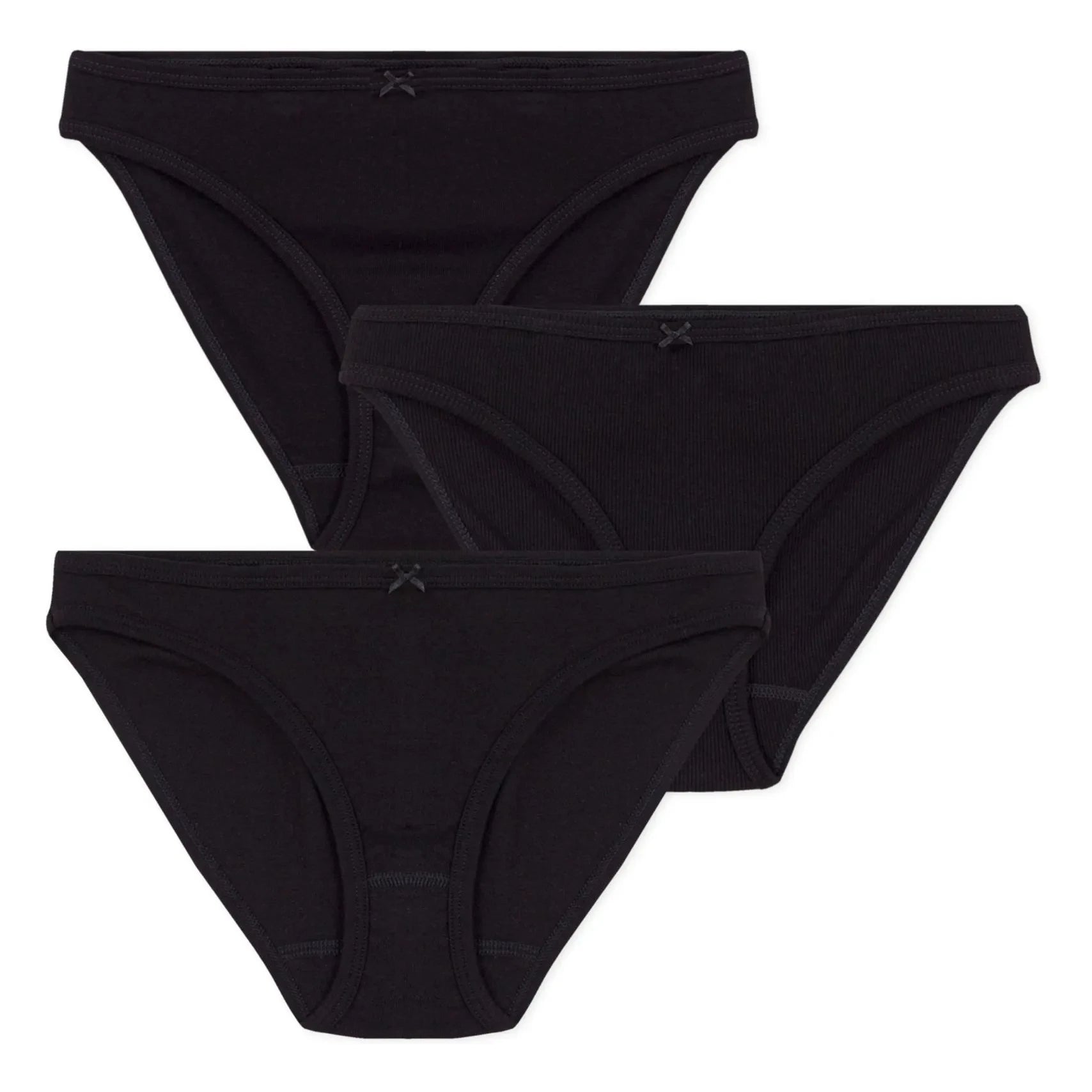 Petit Bateau - 3-Pack Organic Cotton Underwear Set | Black