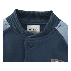 Donsje - Noal Mixed Material Bomber Jacket | Dark Blue