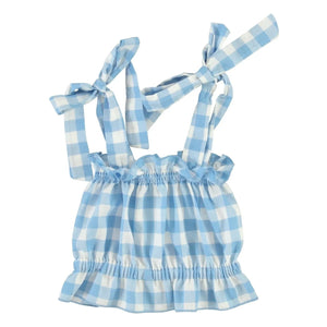 Bebe Organic - Viola Check Strapless Top | Light Blue