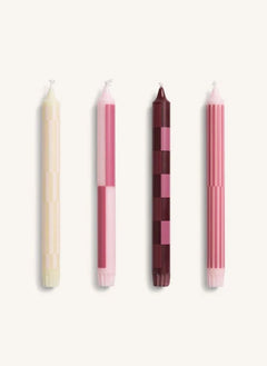 Hay - Desenli Mumlar - 4'lü Set | Pembe