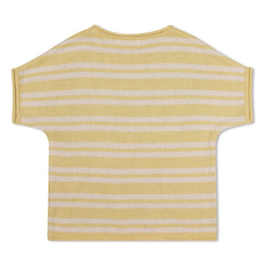 Matona - Striped Organic Cotton Fine Knit T-Shirt | Light Yellow
