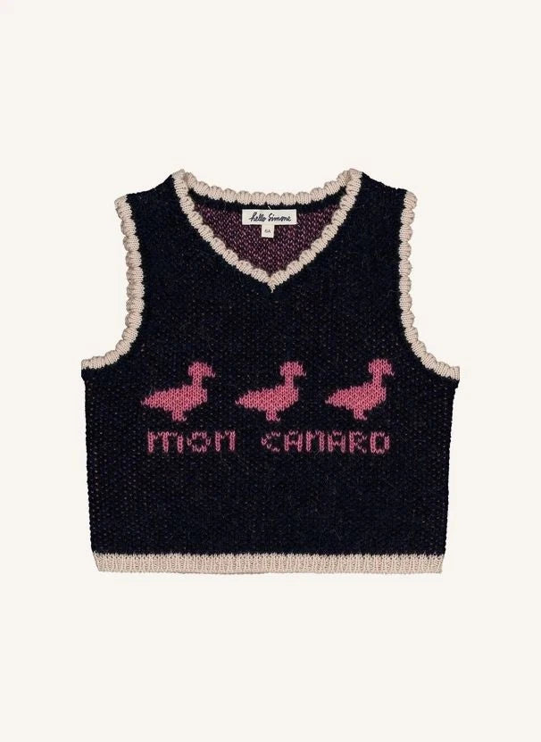 Hello Simone - Pepette Wool, Alpaca and Merino Sleeveless Sweater | Navy