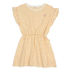 Búho - Striped Knit Dress with Strawberry Organic Cotton | Yellow