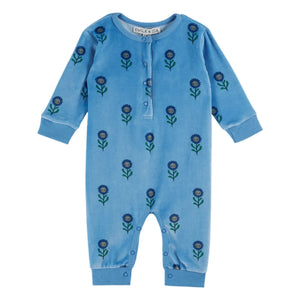 Emile et Ida - Floral Pattern Fleece Overall | Blue