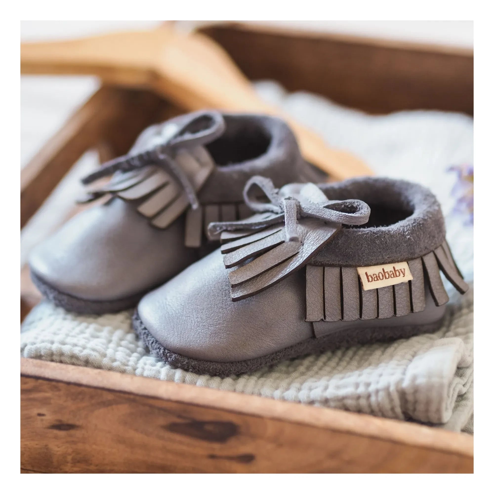 Baobaby - Fringed Sandals | Gray