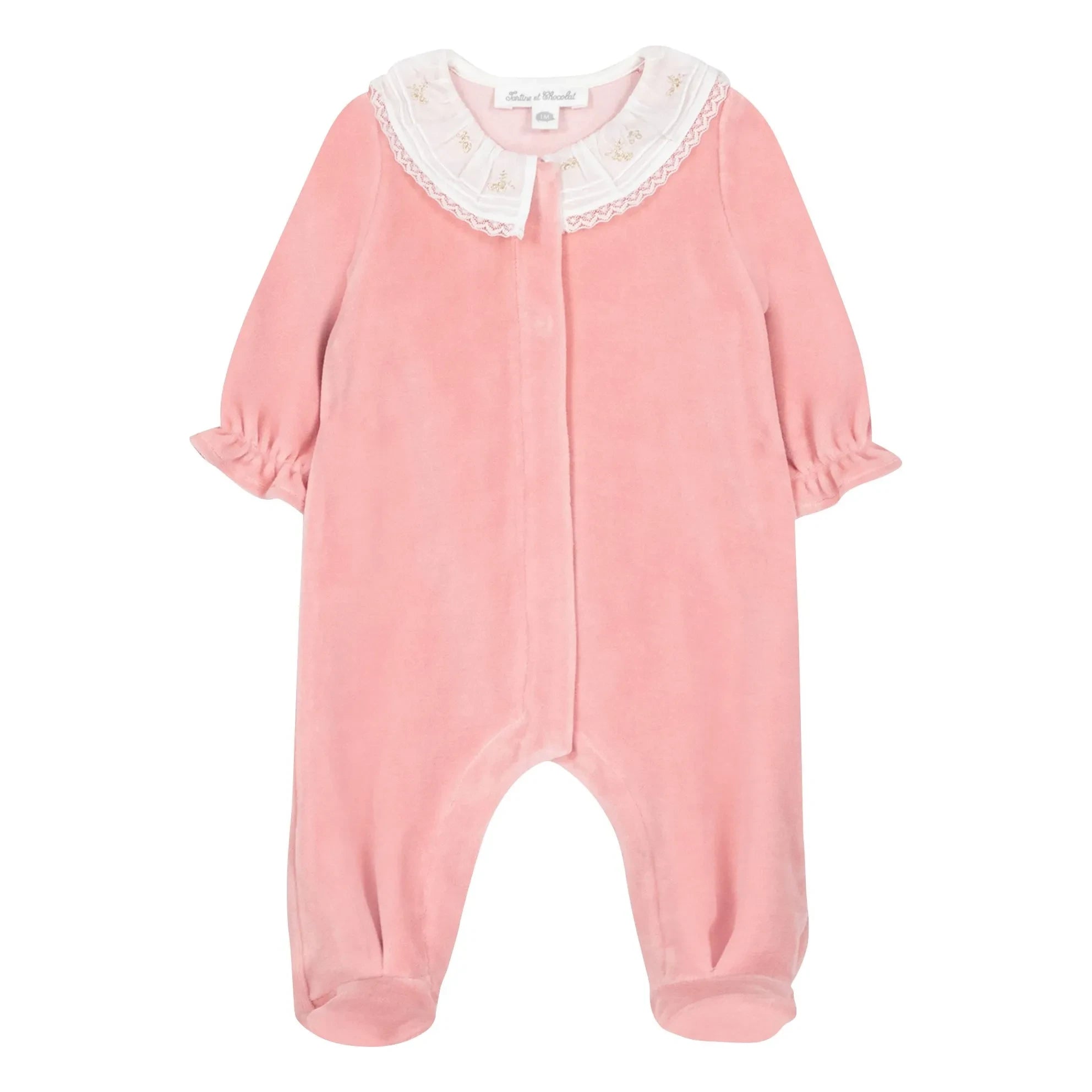 Tartine et Chocolat - Lace Collar Embroidered Pyjamas | Pink