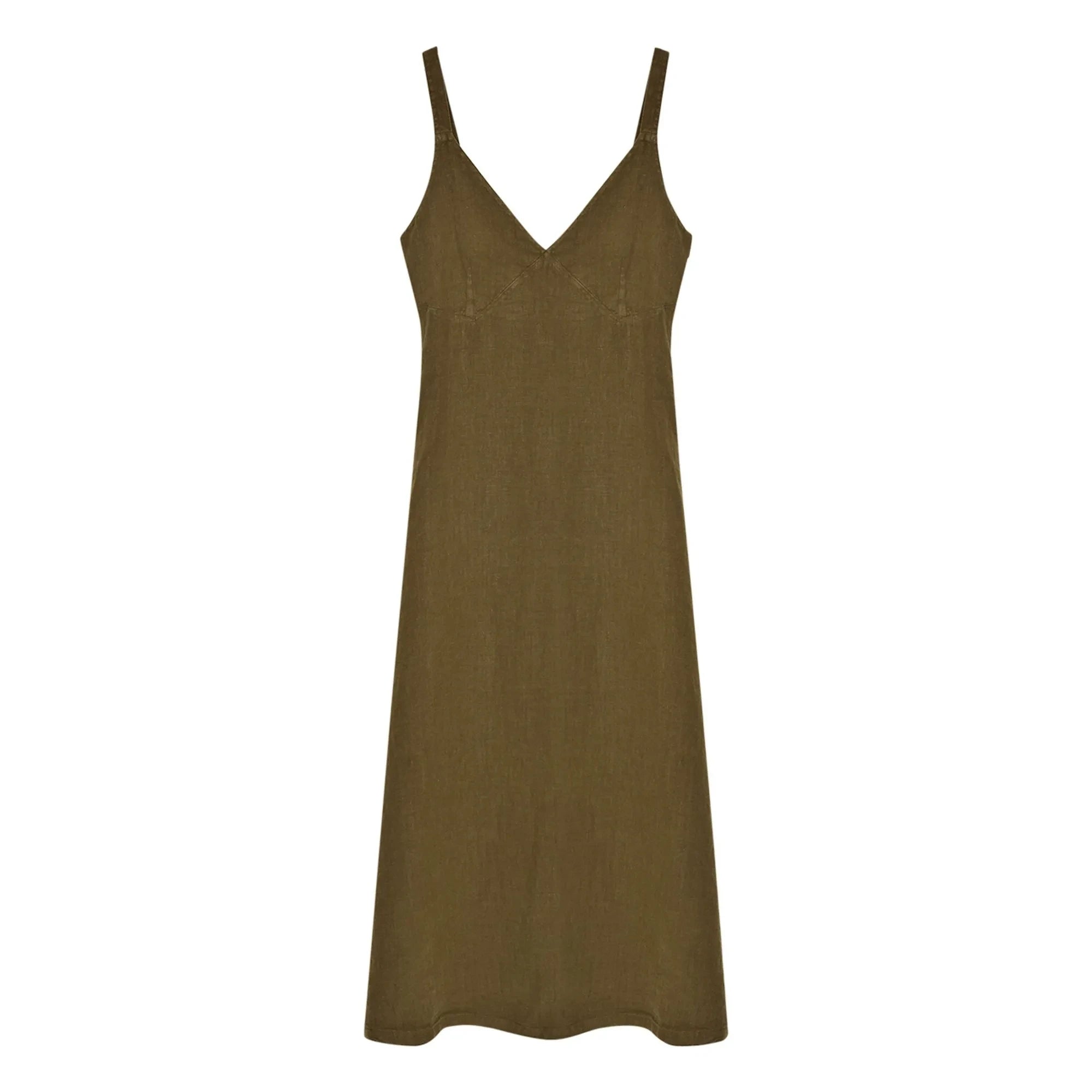 the new society - Bulbine Linen Dress | Olive Green