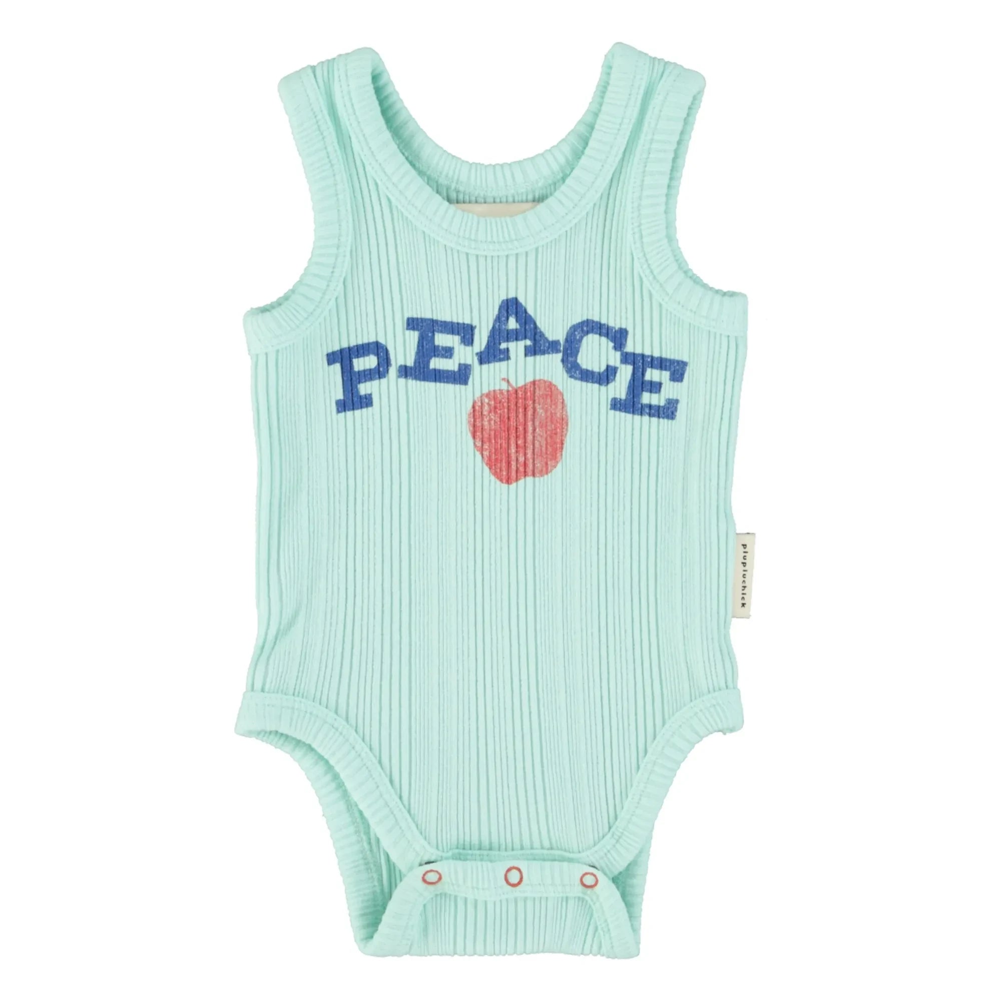 Piupiuchick - Peace Organic Cotton Ribbed Bodysuit | Turquoise
