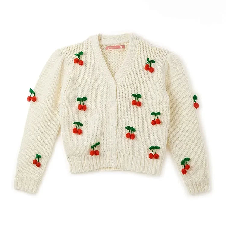 Fabula - Cherry Knit Cardigan | Beige