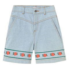 Tinycottons - Denim Floral Shorts | Light Blue