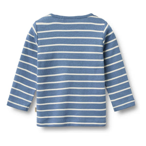 Wheat - Stig Striped Organic Cotton Baby T-Shirt | Blue