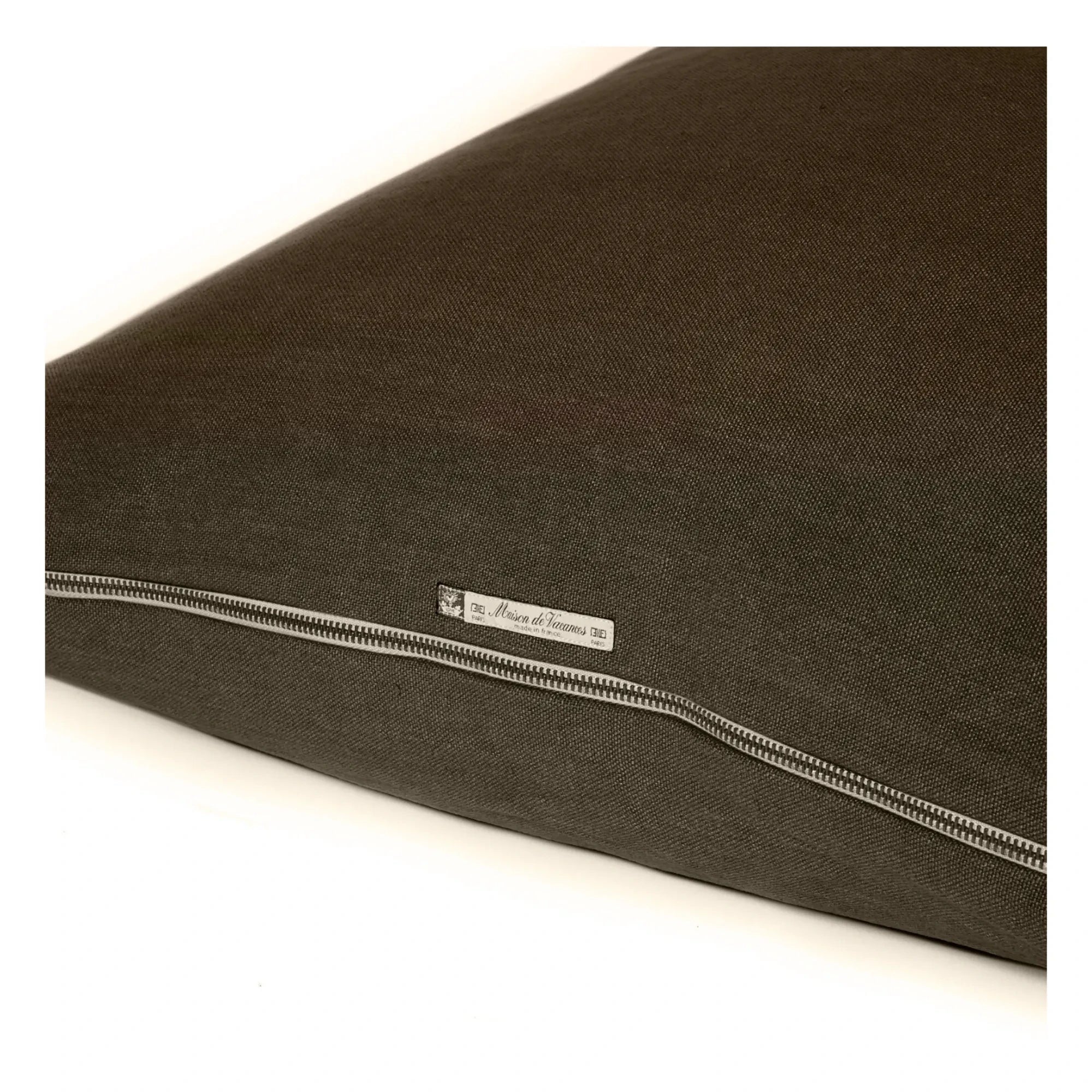 Maison de Vacances - Vice Versa Black Line Stone-Washed Linen Pillow | Khaki