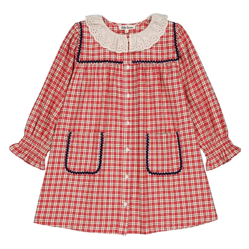 Hello Simone - Agatha Checked Dress | Red