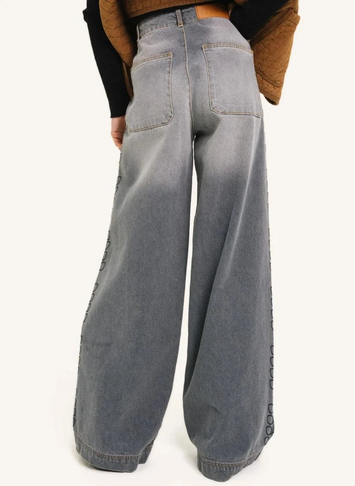 Tinsels - Edel Cotton Embroidered Jean | Denim Grey
