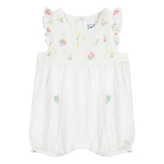 Tartine et Chocolat - Embroidered Floral Romper | White