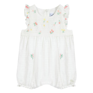 Tartine et Chocolat - Embroidered Floral Romper | White