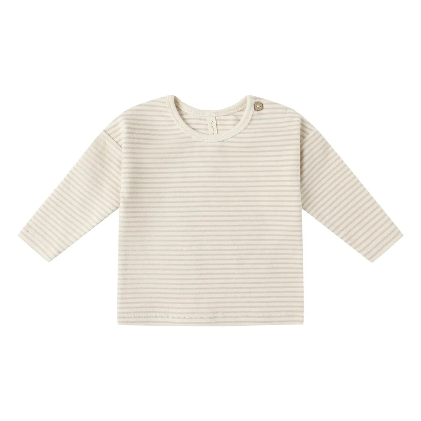 Quincy Mae - Striped Organic Knit T-Shirt | Oatmeal