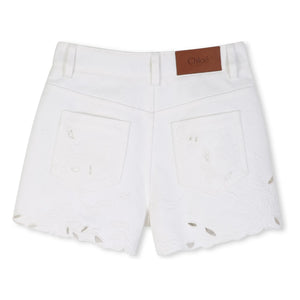 Chloé - Organic cotton embroidered shorts | White