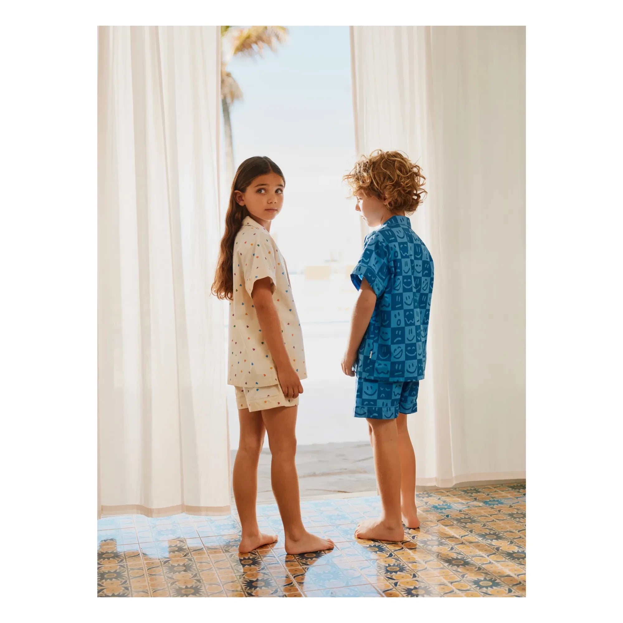 Molo - Lexi Damier Organic Cotton Short Pajamas | Blue