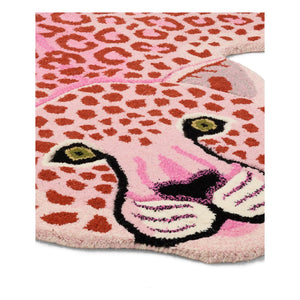 Doing Goods - Pink Wool Leopard Pattern Rug | Pink