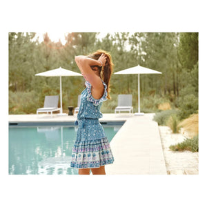 M.A.B.E. - Myla Cotton Patterned Dress | Blue