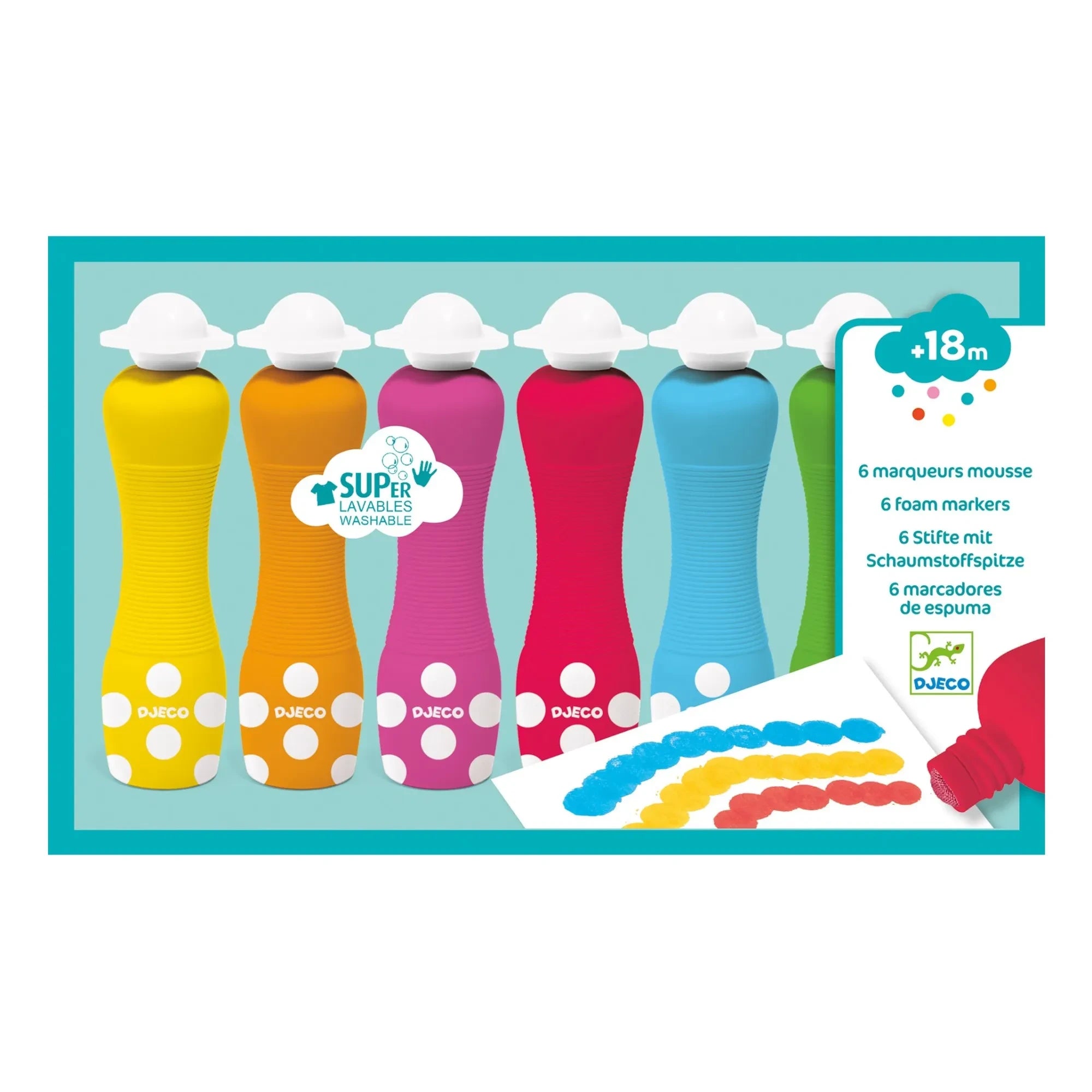 Djeco - Foam crayons for young children - 6-piece set