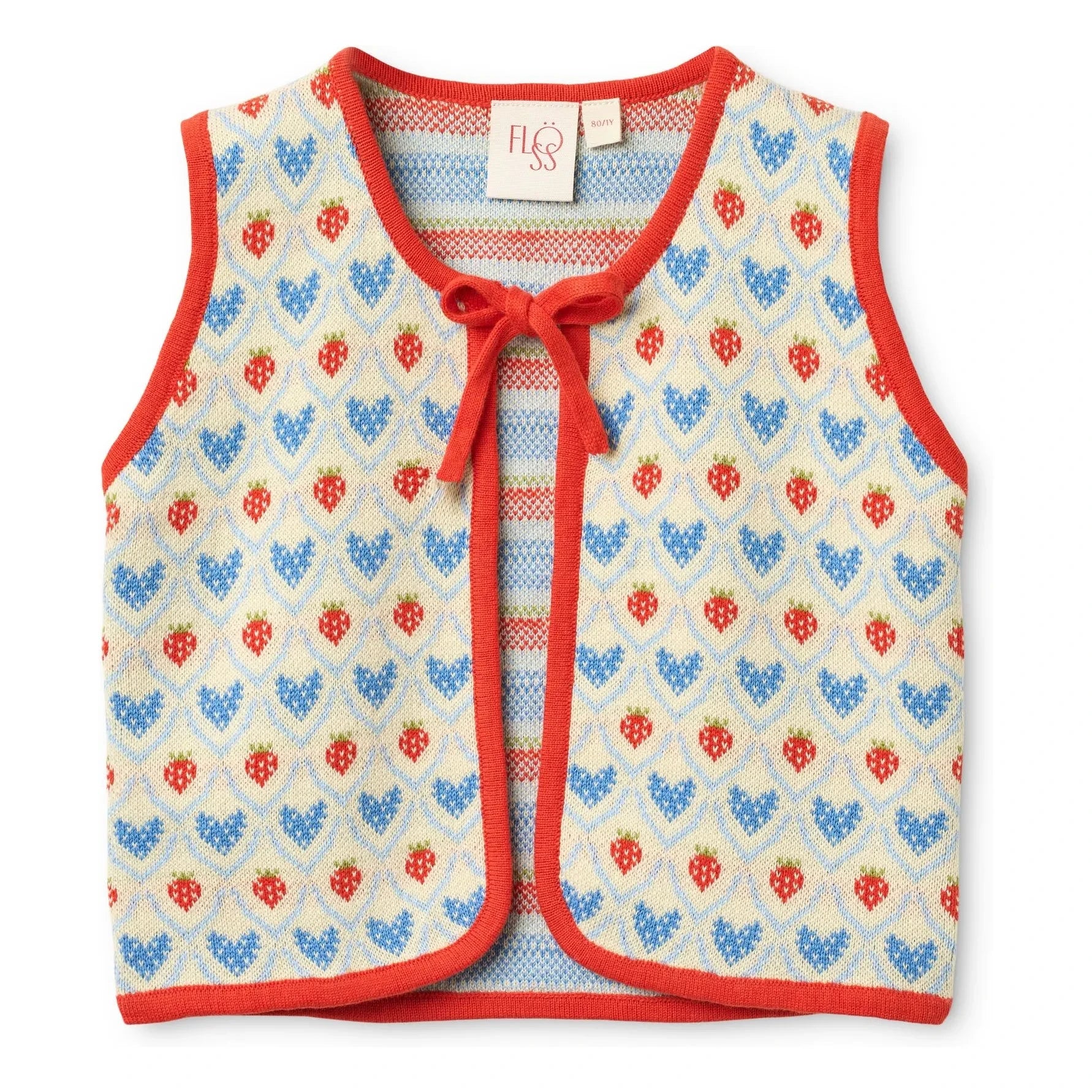 Flöss - Léa Cœurs Sleeveless Cardigan | Red