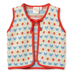 Flöss - Léa Cœurs Sleeveless Cardigan | Red