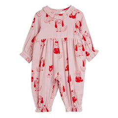 Mini Rodini - Organic Cotton Animal Romper | Pink