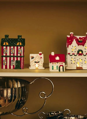Anna + Nina - Bright LED Christmas Gingerbread House | Red