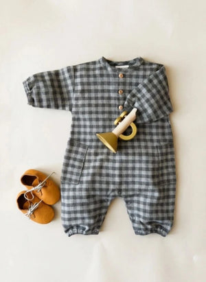 Studio Bohème - Big Papi Vichy Organic Cotton Jumpsuit | Gray