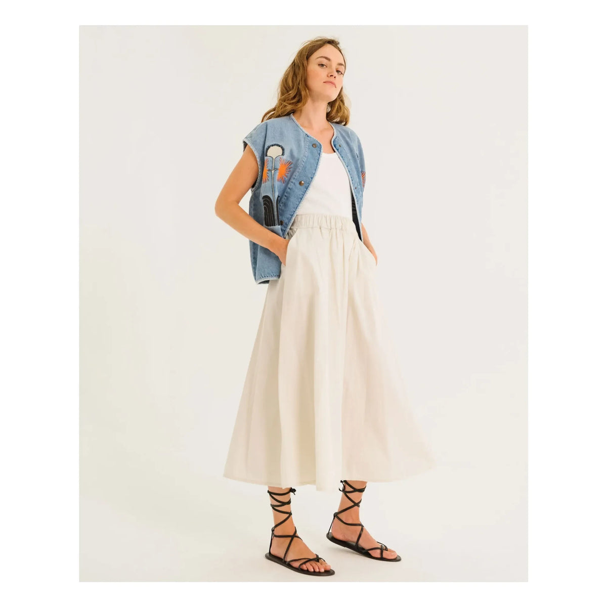 Tinsels - Edel Sleeveless Denim Jacket | Blue