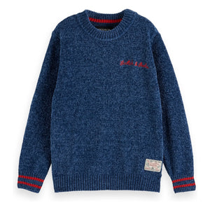 Scotch & Soda - Suede Knit Crew Neck Sweater | Blue